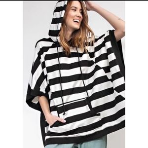 Black and white striped poncho shirt